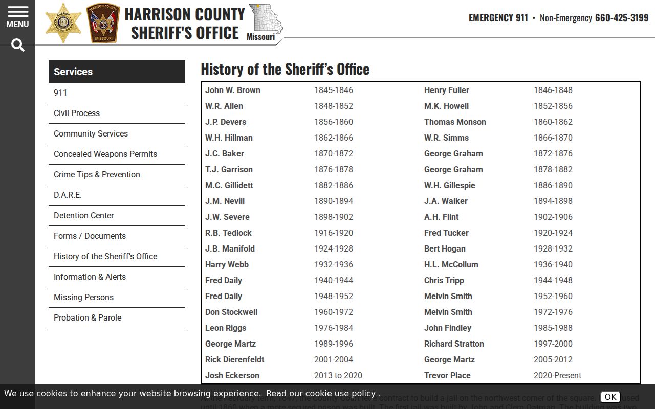 Harrison County Sheriff history of the Law Enforcement Center