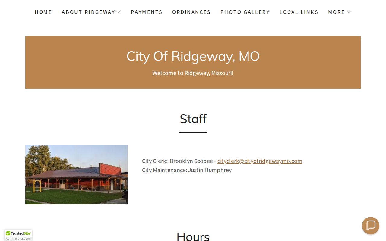 Official Ridgeway City Hall staff and contact page
